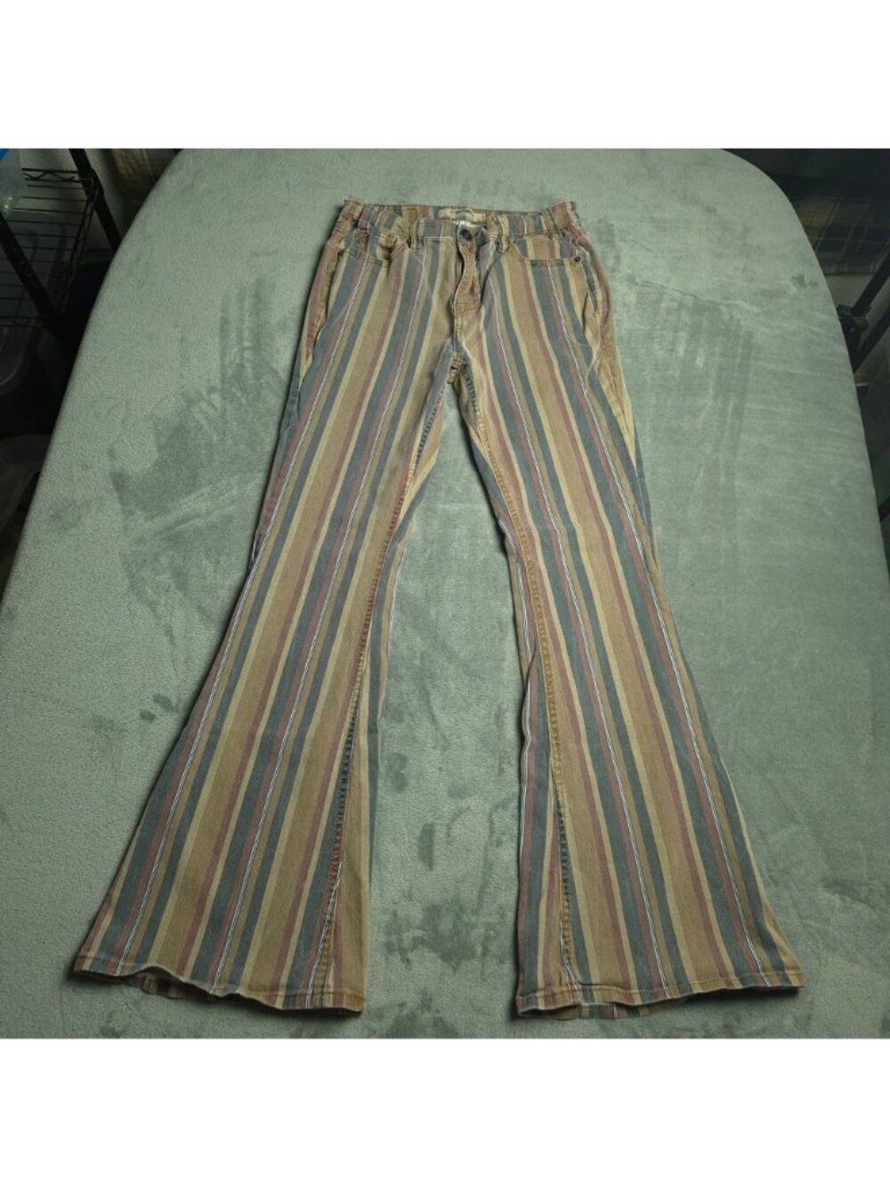 Rock & Roll Denim Womens High-Rise Flare Stripe Jeans 29 Stretch Pockets Altered - Picture 4 of 8